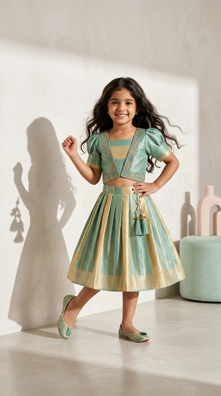 Mint Zari Twirl Set
