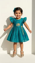 Teal Elephant Charm Festive Dress
