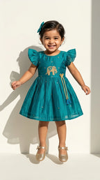Teal Elephant Charm Festive Dress