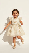Ivory Bird Embroidered Occasion Dress
