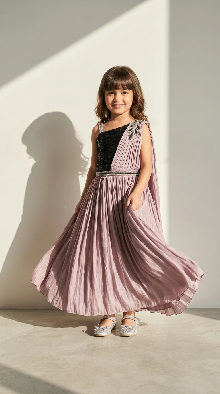 Mauve Asymmetrical Party Gown