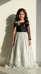 Black & Silver Designer Party Gown