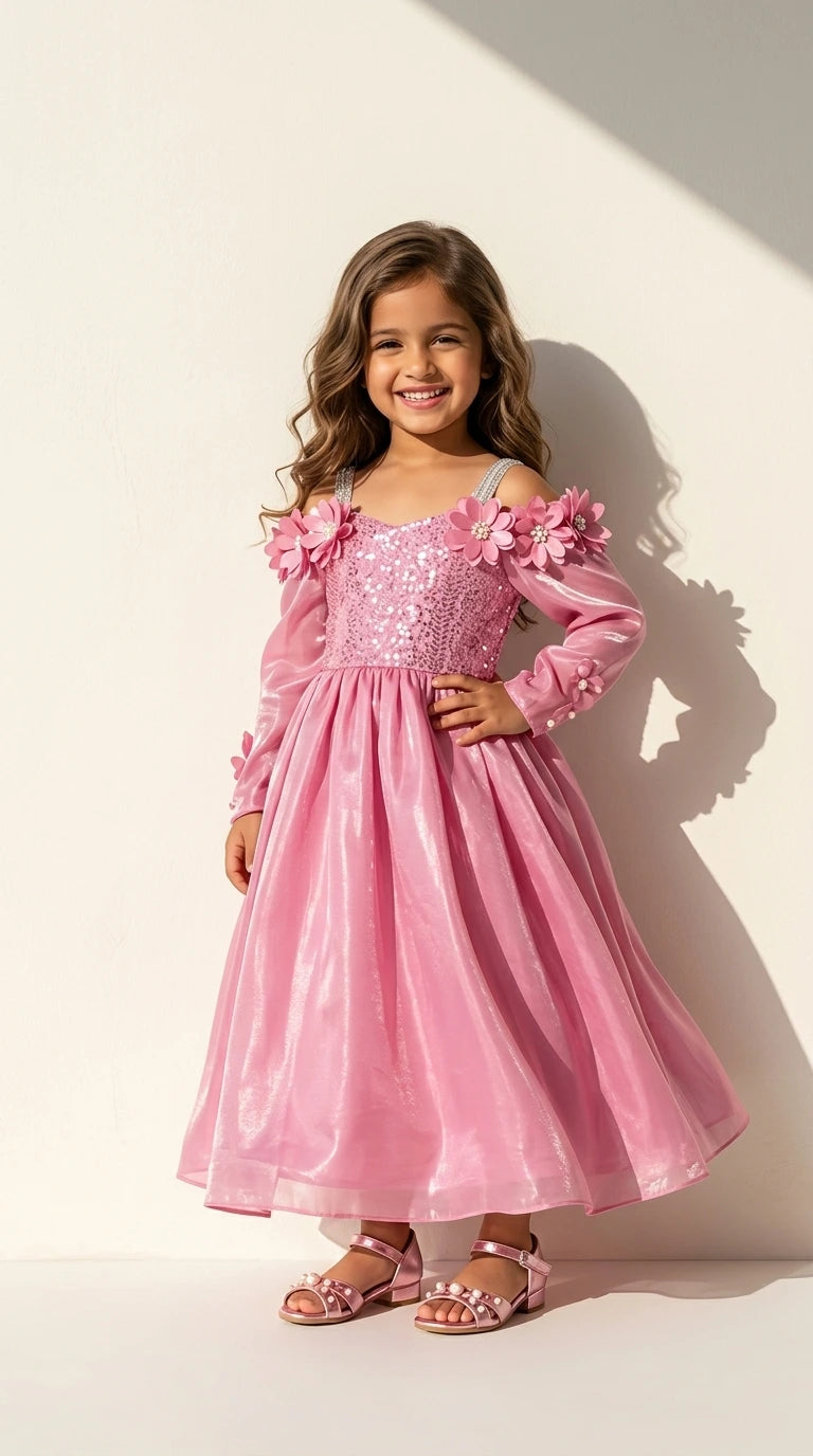 Blush Floral Princess Party Dress