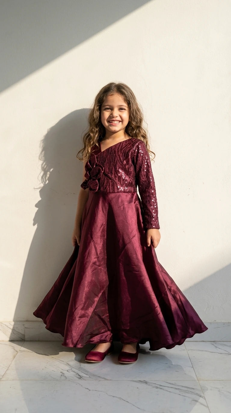 Burgundy Elegance Party Gown