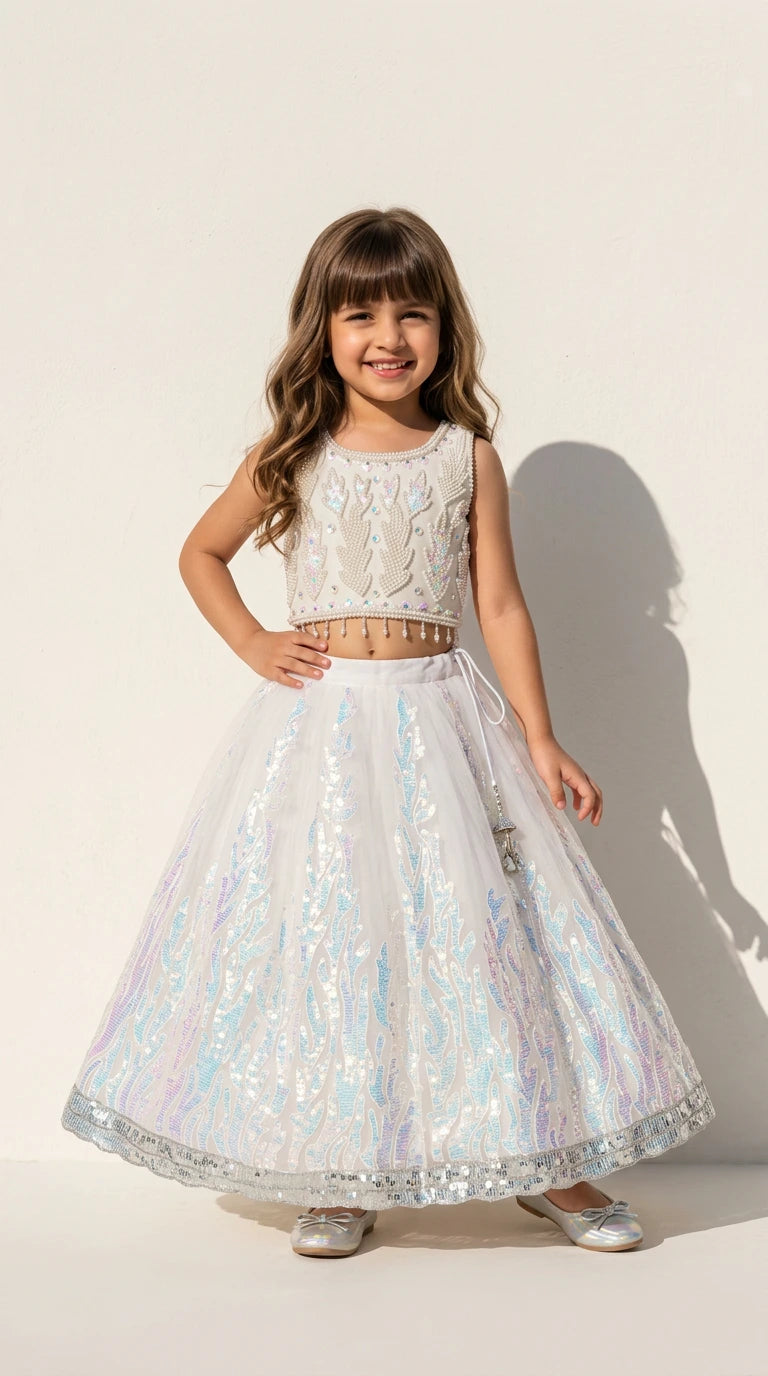 Ivory Shimmer Princess Lehenga Set