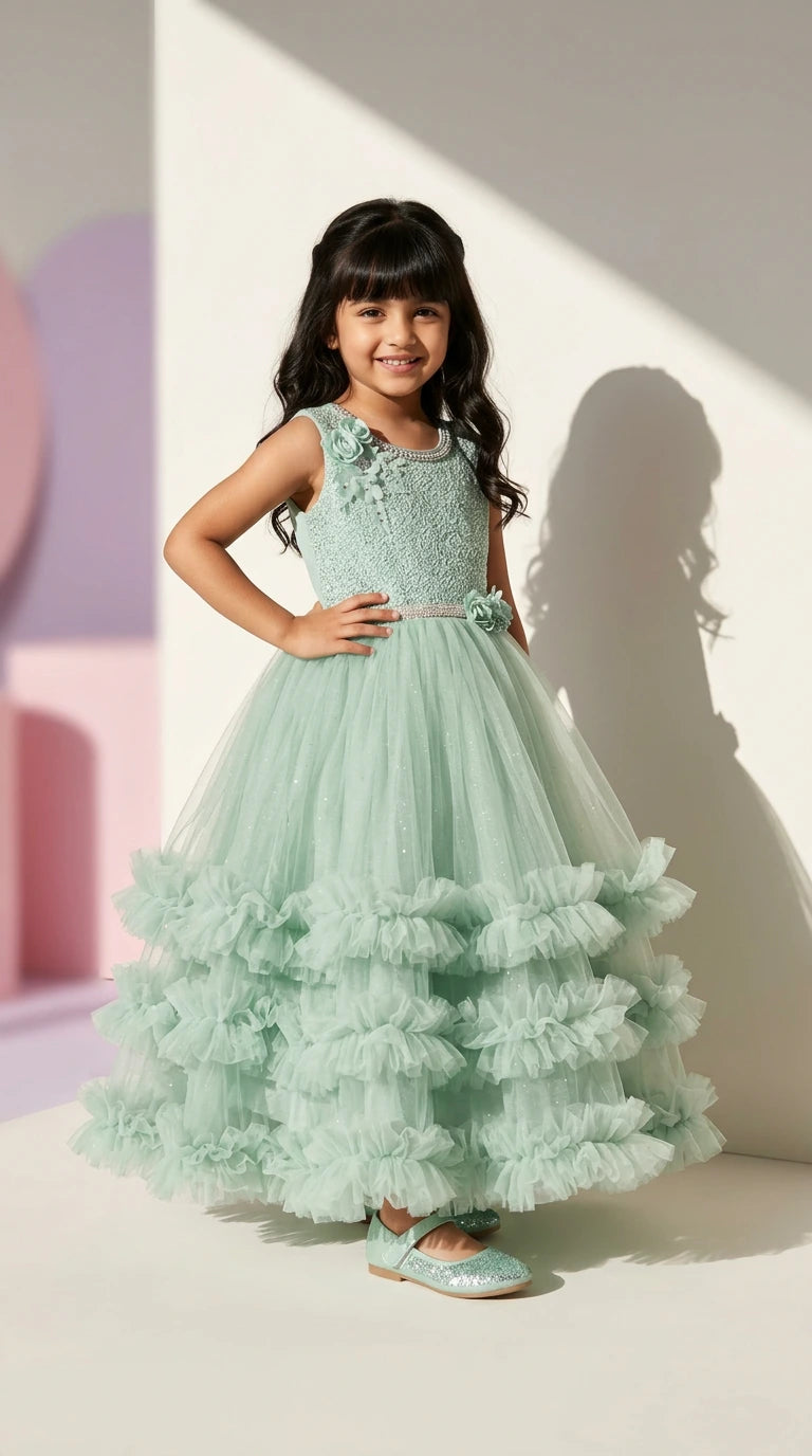Mint Dream Ruffle Gown