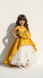 Golden Bloom Layered Party Gown