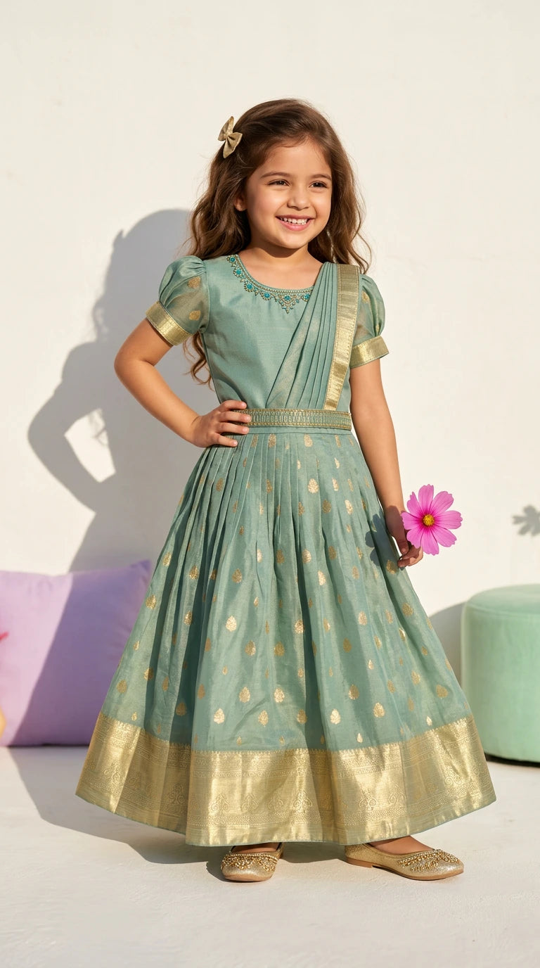 Mint Gold Ethnic Charm Gown