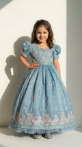 Misty Blue Floral Gown