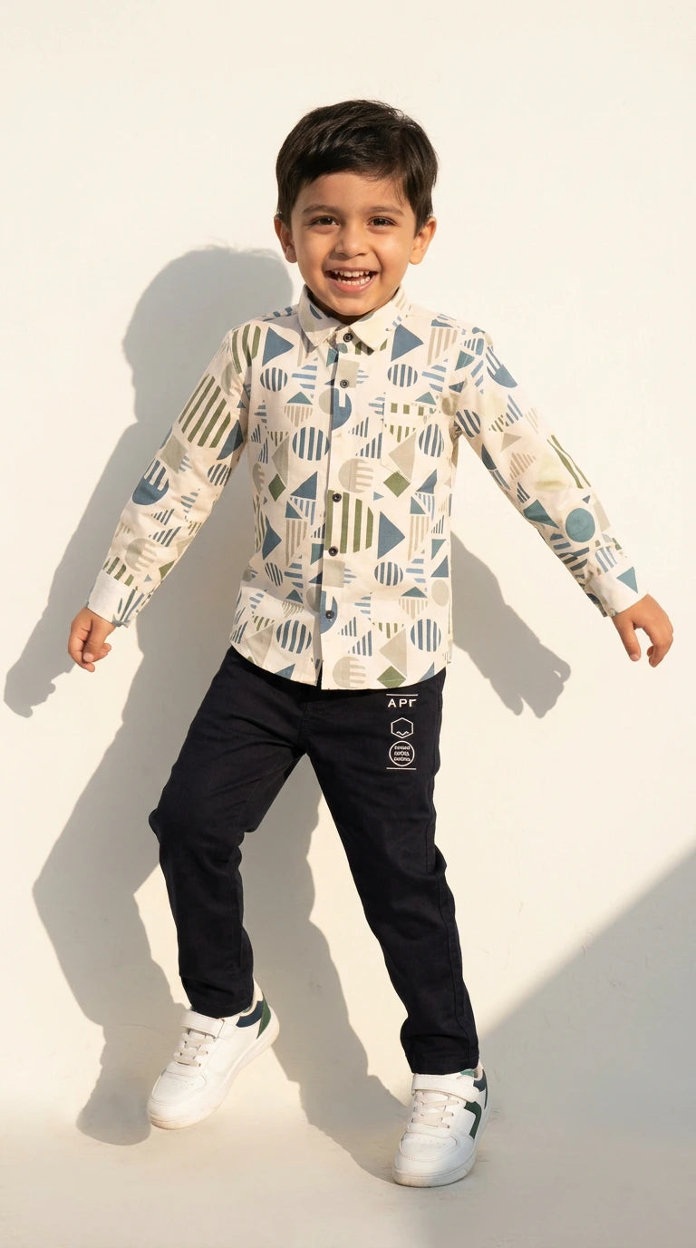Geo Pop Printed Shirt Set