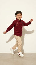 Maroon Musical Embroidered Shirt & Trouser Set