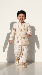 Ivory Embroidered Indo-Western Dhoti Set
