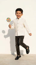 Ivory Regal Textured Indo-Western Jacket Set
