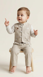 Classic Beige Waistcoat Formal Set
