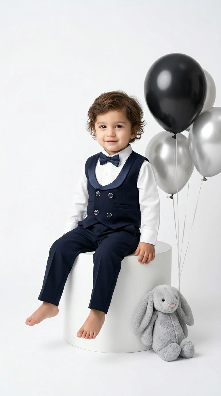 Royal Navy Double-Breasted Party Suit Set