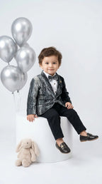 Textured Grey Blazer Party Set
