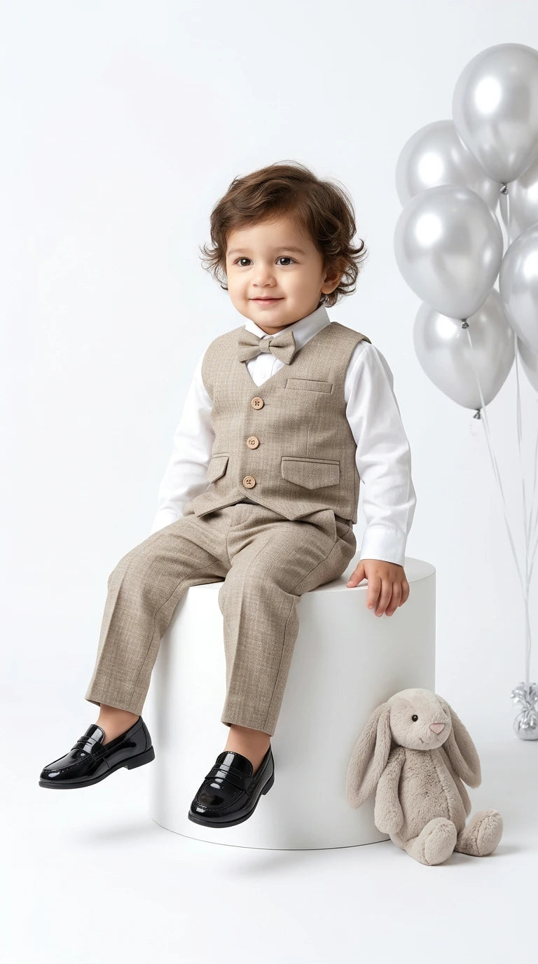 Classic Beige Waistcoat Suit