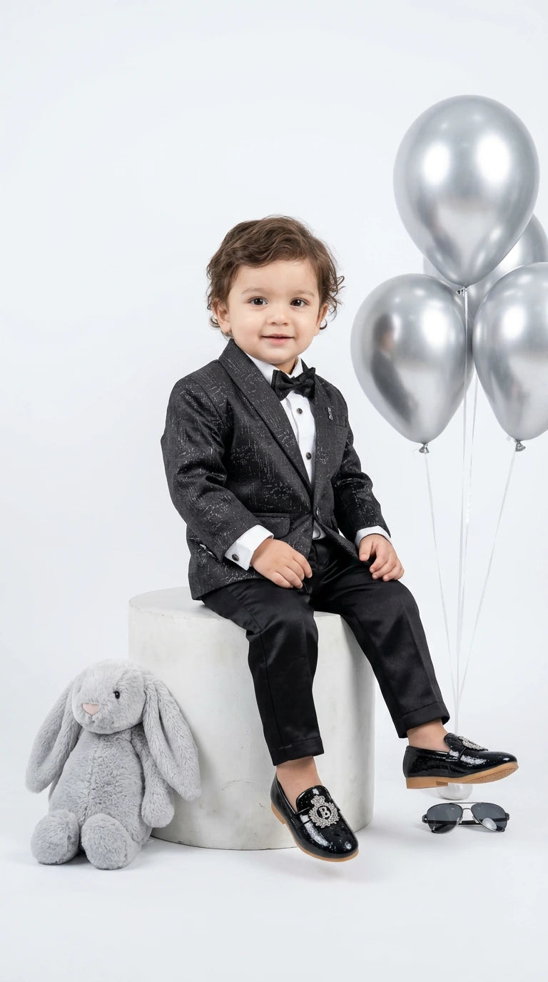 Black Shimmer Party Blazer Set