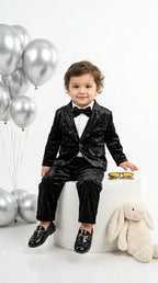 Classic Black Velvet Suit Set