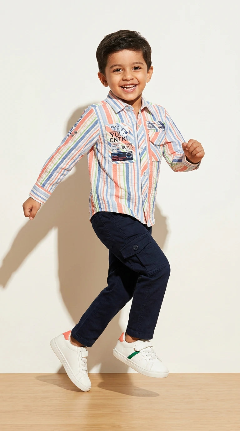 Rainbow Stripe Casual Set