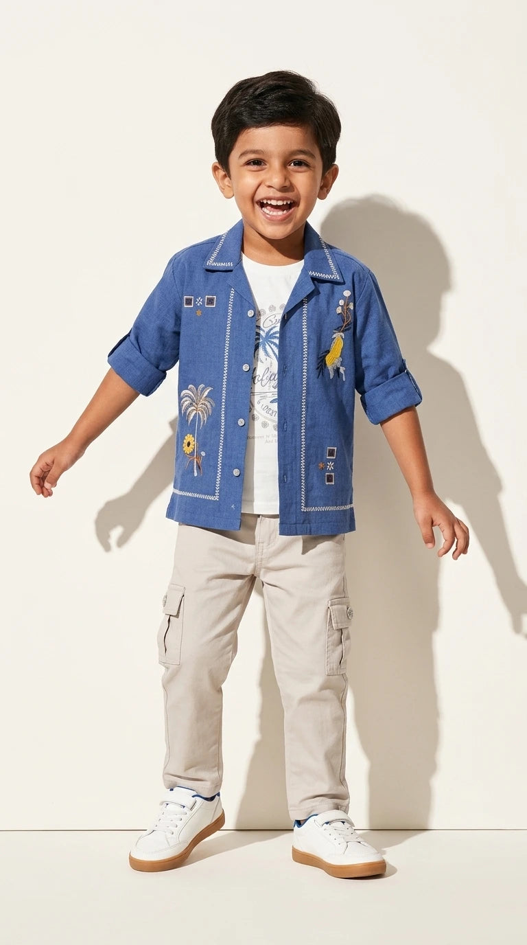 Coastal Blue Embroidered Set