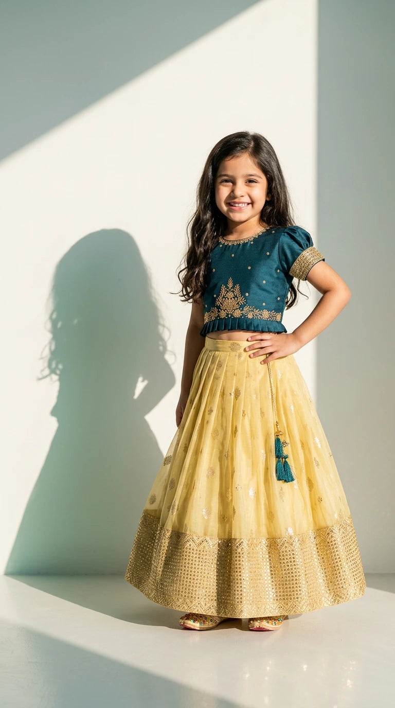 Teal & Gold Festive Lehenga Set