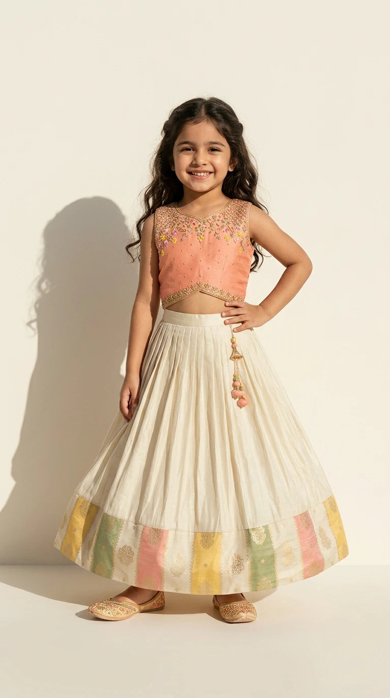 Peach & Ivory Pastel Lehenga Set