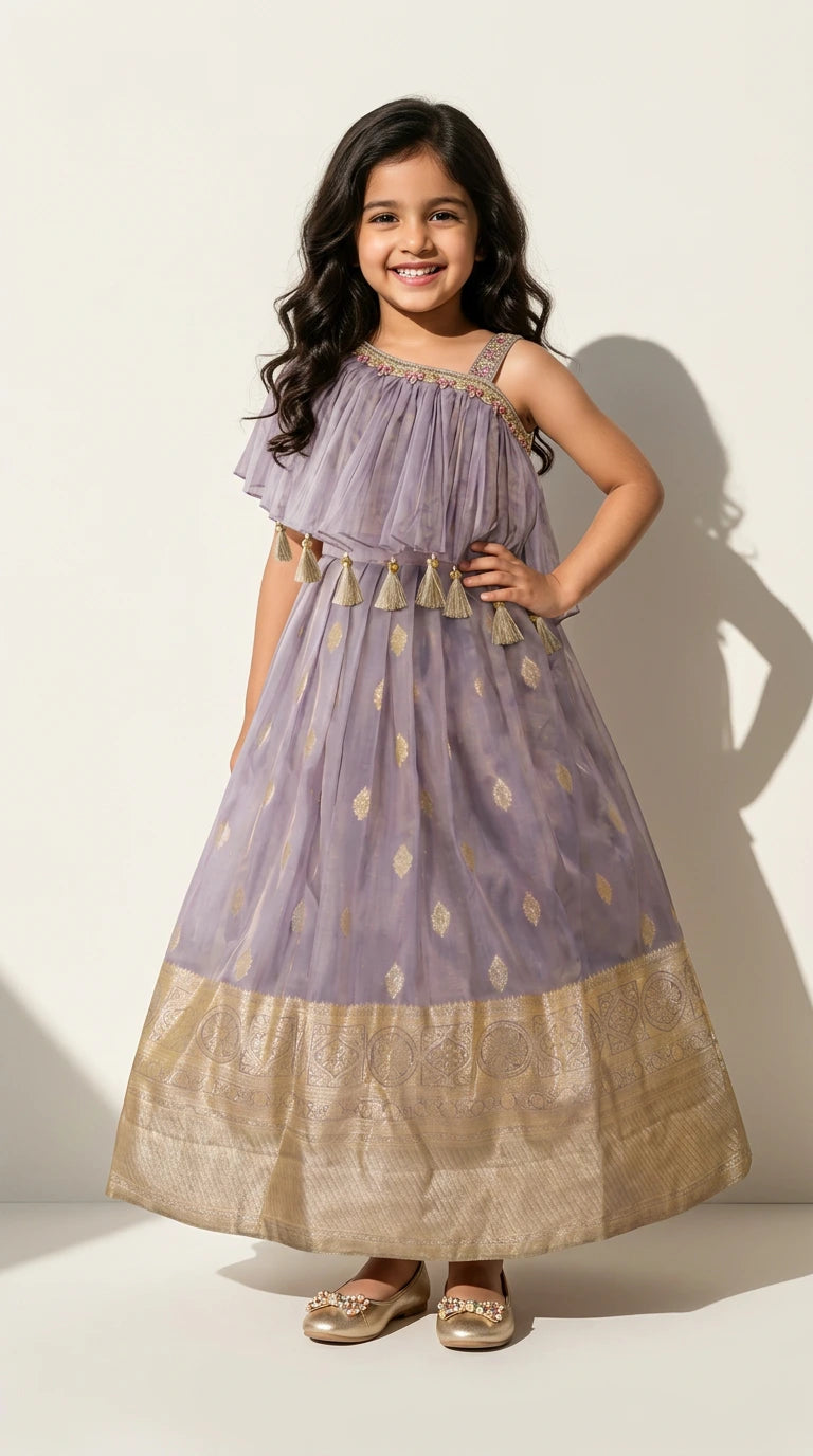 Lavender Ethnic Gown with Tassels