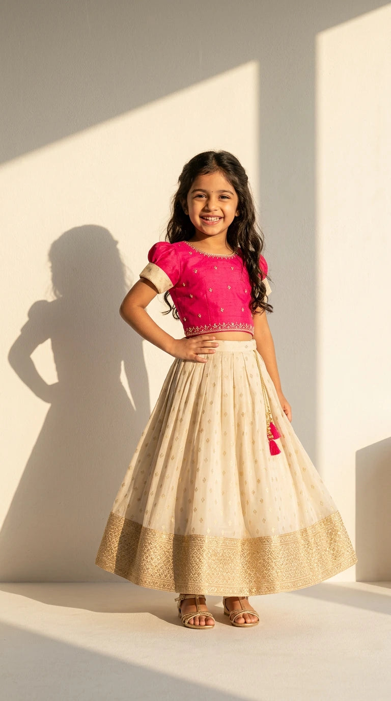 Hot Pink & Gold Lehenga Set