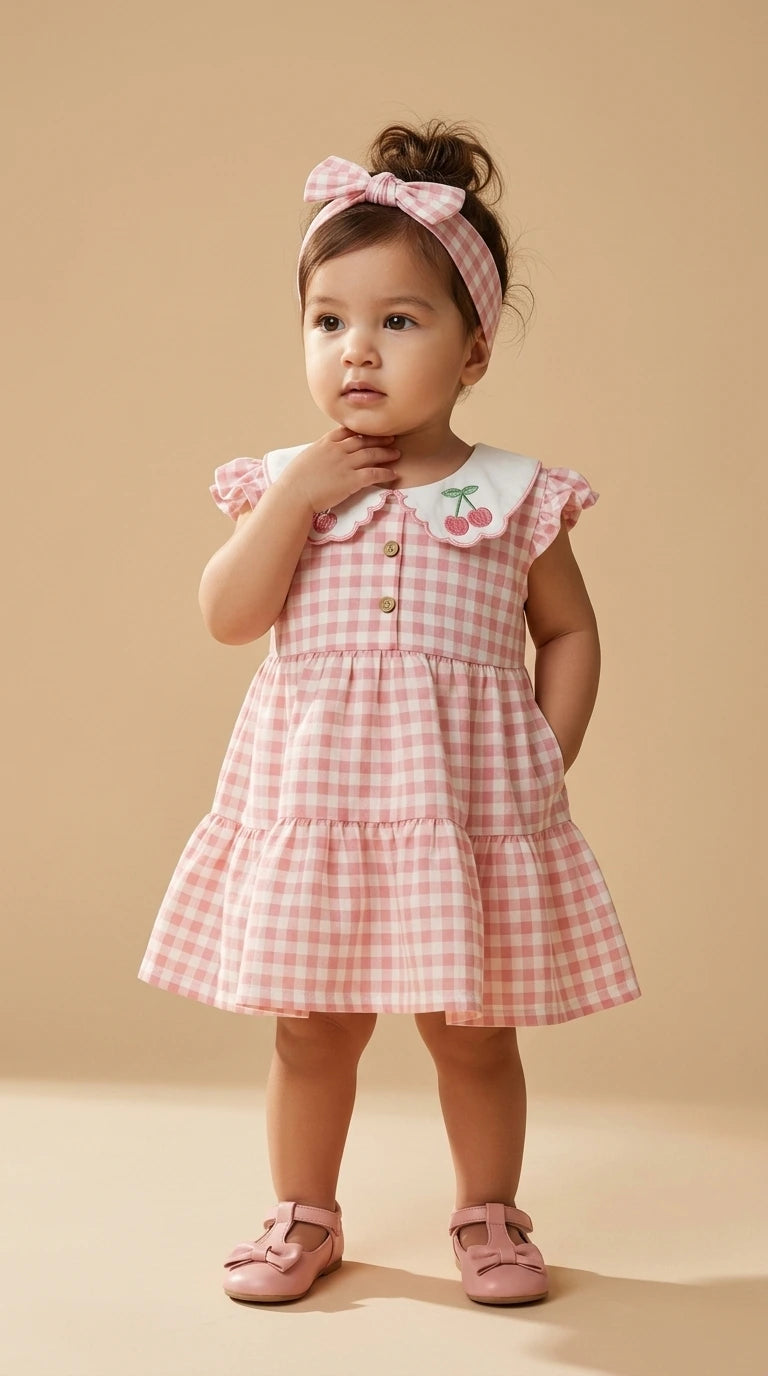 ETHNIA Pink Checks Dress