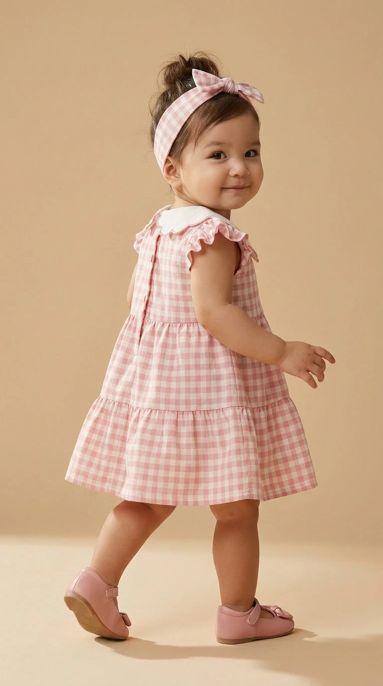 ETHNIA Pink Checks Dress