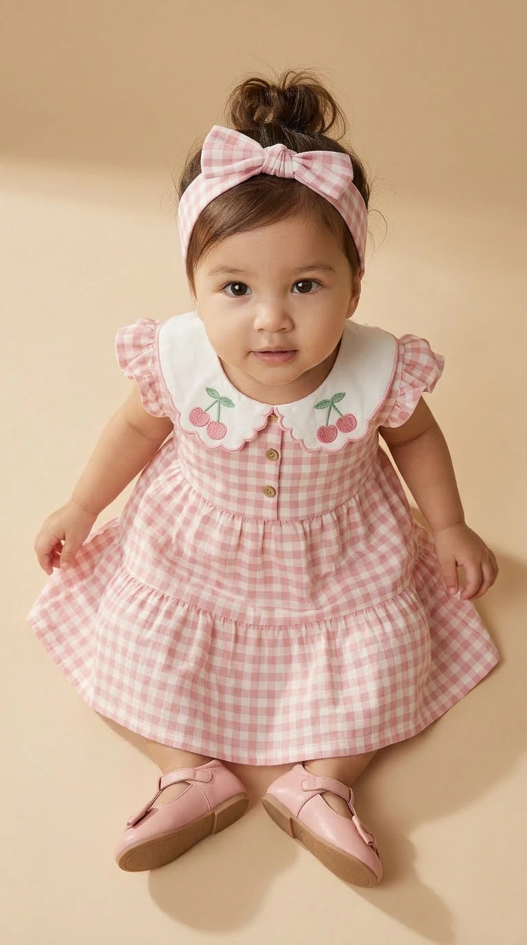 ETHNIA Pink Checks Dress
