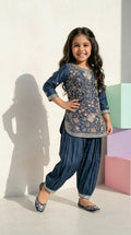 Midnight Bloom Embroidered Patiala Set