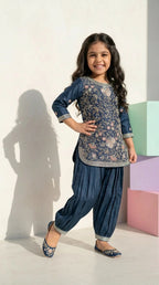 Midnight Bloom Embroidered Patiala Set
