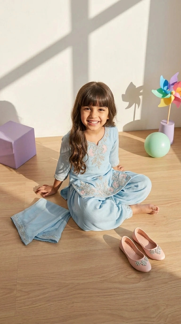 Sky Dream Embroidered Patiala Set