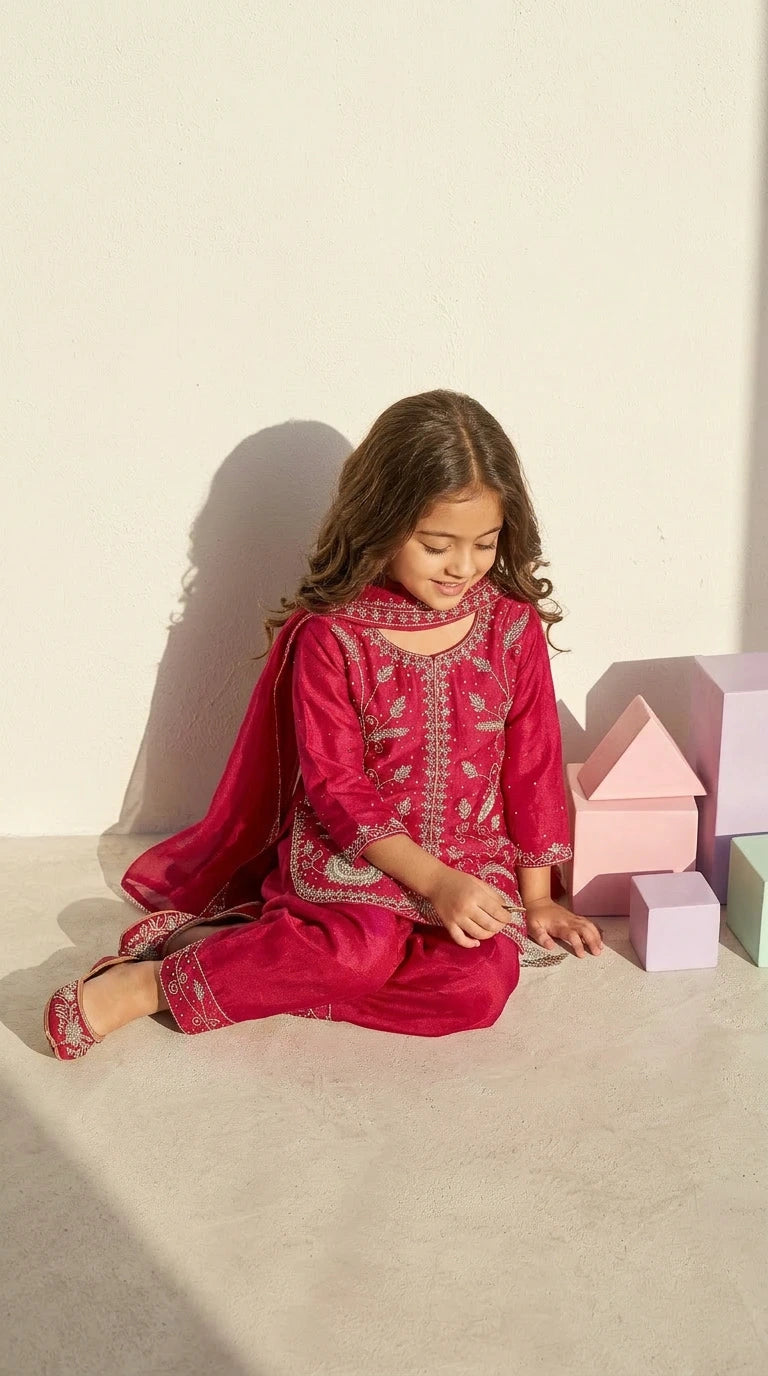 Fuchsia Sparkle Festive Suit Set