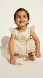 Ivory Bird Embroidered Occasion Dress