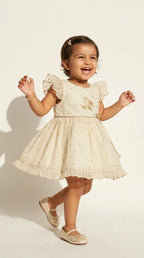 Ivory Bird Embroidered Occasion Dress