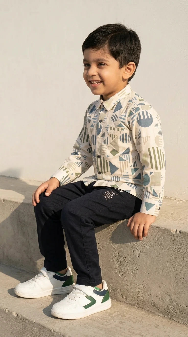 Geo Pop Printed Shirt Set