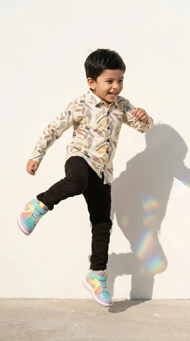 Earth Tone Abstract Print Shirt Set
