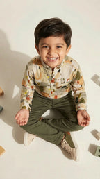 Artisan Abstract Print Kurta Shirt Set