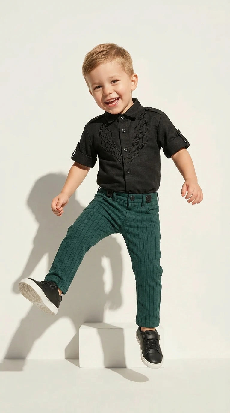 Classic Embroidered Shirt & Pinstripe Trouser Set
