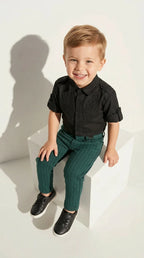 Classic Embroidered Shirt & Pinstripe Trouser Set
