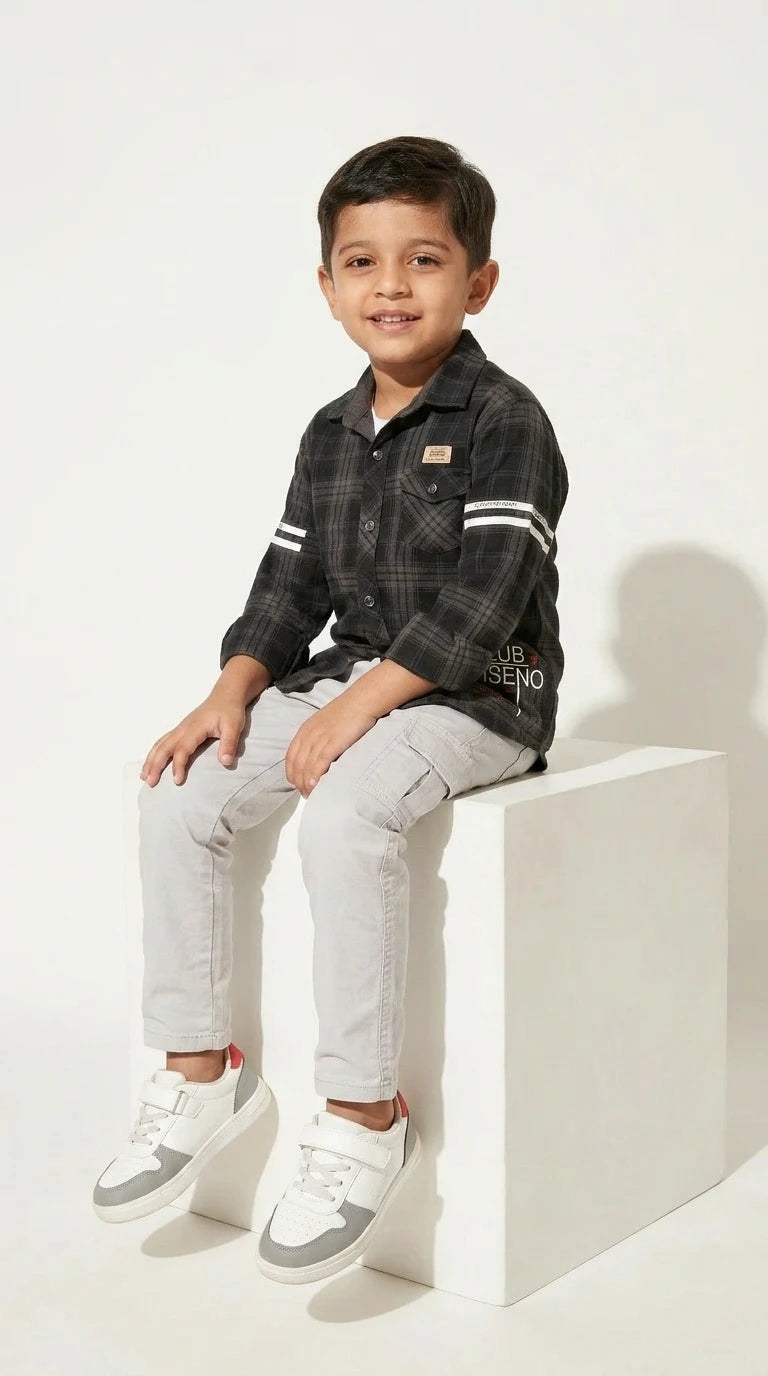 Urban Check Layered Shirt & Cargo Set