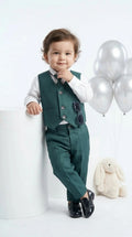 Elegant Teal Waistcoat Suit Set