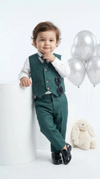 Elegant Teal Waistcoat Suit Set
