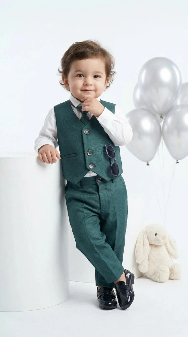 Elegant Teal Waistcoat Suit Set