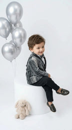 Textured Grey Blazer Party Set