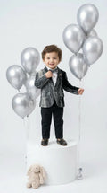 Textured Grey Blazer Party Set