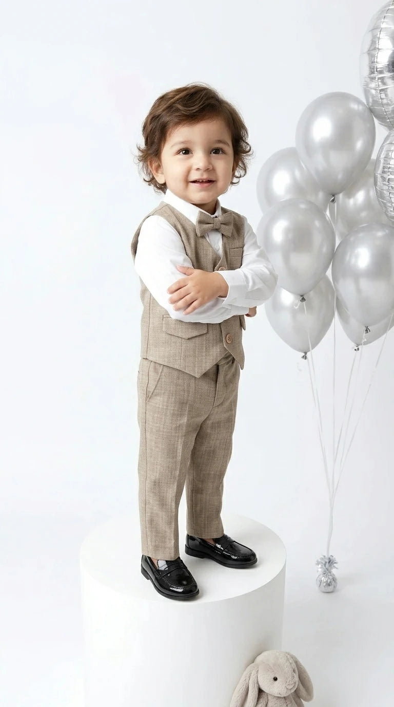Classic Beige Waistcoat Suit